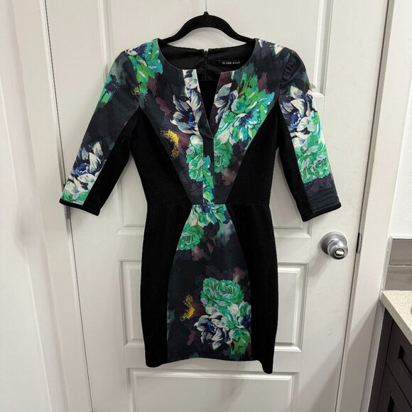 Black Halo watercolor green Gypsy Rose Sheath Midi Dress Size 2 - Picture 1 of 4